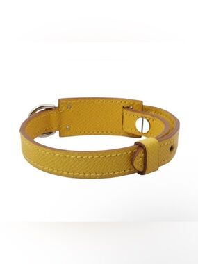 Hermès Yellow Epsom Leather Dog Collar Bracelet PM | Palladium COA Authenticated